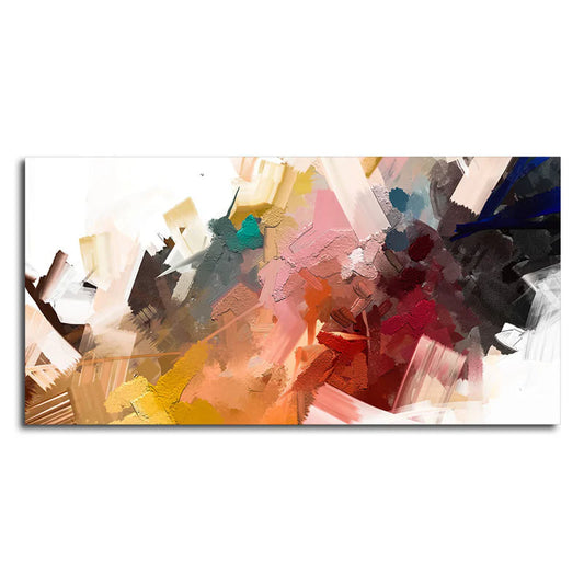 Abstract Colorful Artistic Canvas Wall Painting – Modern Contemporary Wall Art with Premium Wooden Frame (48 x 24 Inch)